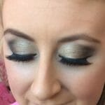 Massive lashes and shimmery eyeshadow